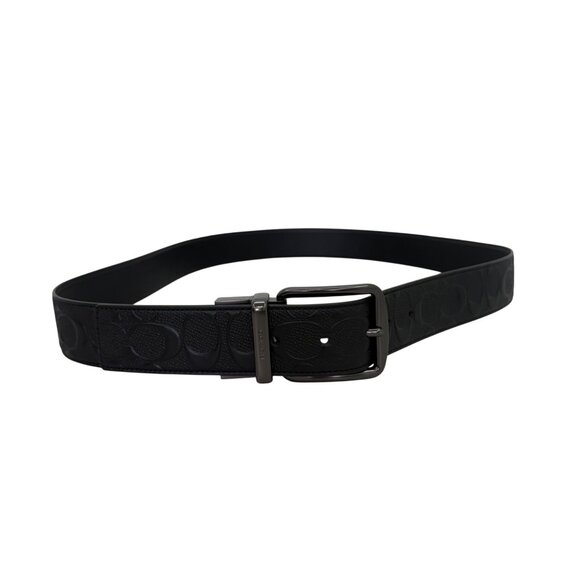 Coach Other - Coach Wide Harness Signature Black Leather Logo Belt F55157 Mens size 42"